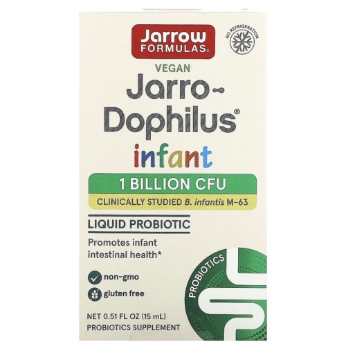 Jarrow Formulas, Jarro-Dophilus, веганский жидкий пробиотик для младенцев, 1 млрд КОЕ, 15 мл (0,51 жидк. унции)